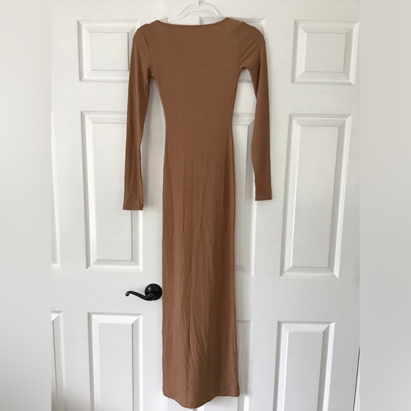 SKIMS Soft Lounge Long Sleeve Dress | Brown/Orange | Size XS - Picture 6 of 7